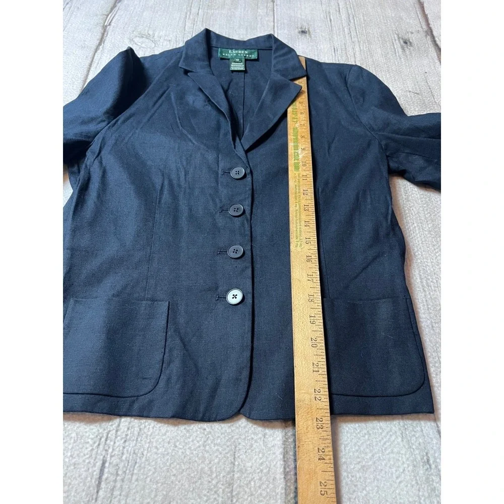 Lauren Ralph Lauren Pant Suit‎ Women 10 Navy Blue Linen Blend Blazer Trousers